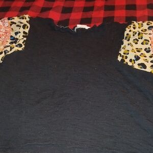 Kids Black Top with Patterned Sleeves